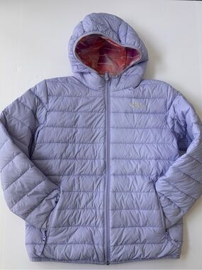 Eddie Bauer Reversible Down Puffer Jacket Kids M 10/12 Purple Tie Dye